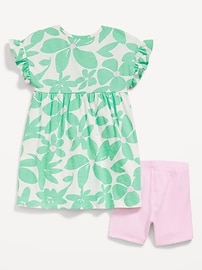 Image number 2 showing, Printed Flutter-Sleeve Dress and Biker Shorts Set for Toddler Girls
