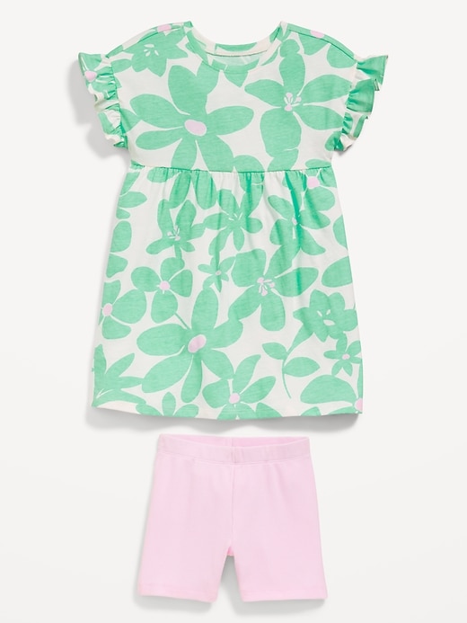 Image number 3 showing, Printed Flutter-Sleeve Dress and Biker Shorts Set for Toddler Girls