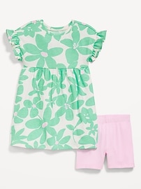 Image number 1 showing, Printed Flutter-Sleeve Dress and Biker Shorts Set for Toddler Girls