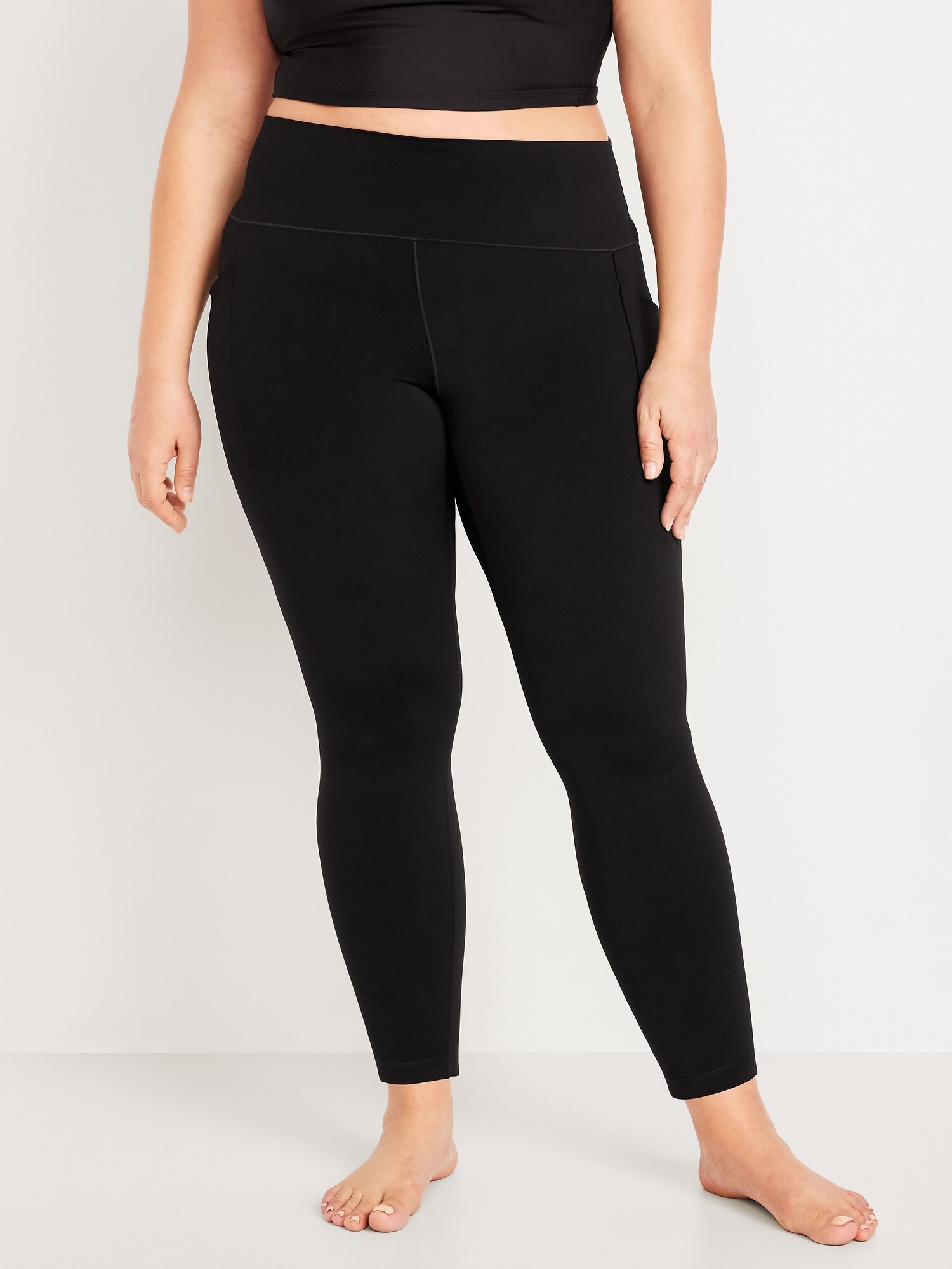 Женские леггинсы Old Navy High-Waisted StudioSmooth 7/8 Pocket, цвет: Чёрный — фото 6