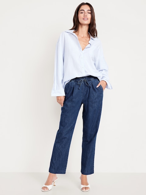 High-Waisted Billie Straight Ankle Trouser - Dark Wash
