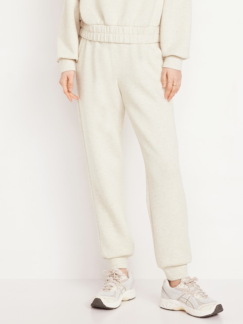 High-Waisted Bounce Fleece Jogger Sweatpants - Oatmeal Heather