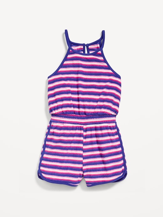 Image number 3 showing, Waist-Defined Terry Romper for Girls