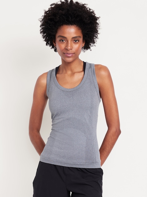Fluid Seamless Fitted Tank Top - Light Heather Gray