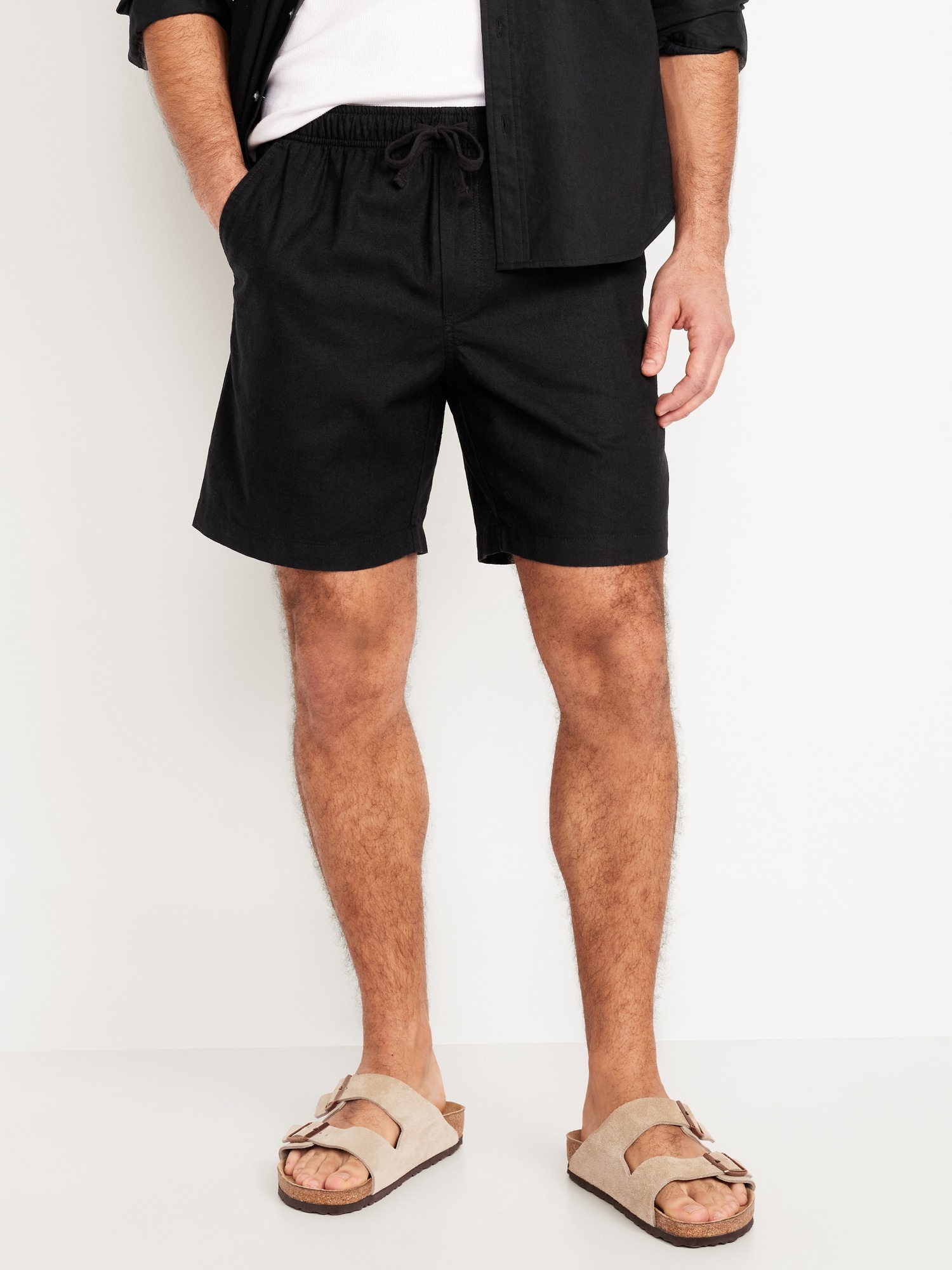 Linen-Blend Jogger Shorts -- 7-inch inseam