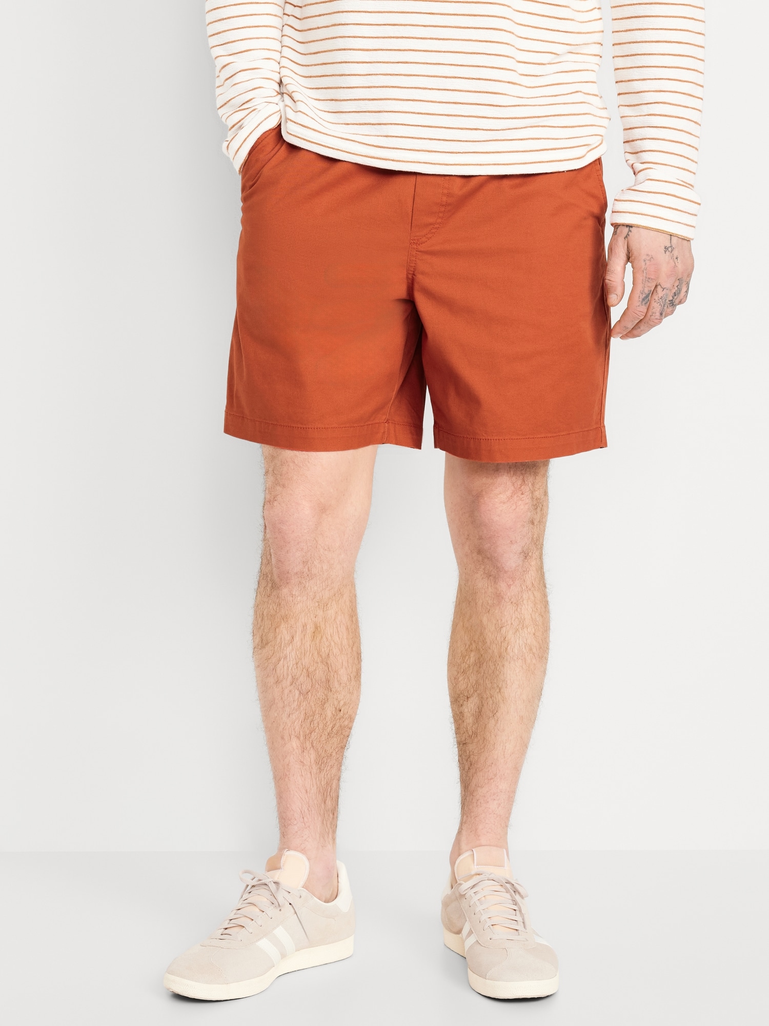 Twill Jogger Shorts -- 7-inch inseam - Red