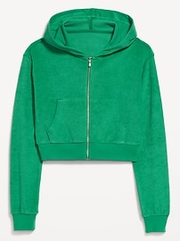 Image number 4 showing, Towel Terry Crop Zip Hoodie