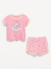 Image number 2 showing, Terry Ringer Graphic T-Shirt and Shorts Set for Baby