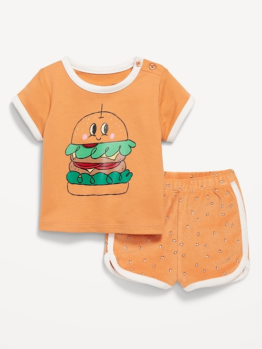 Image number 1 showing, Terry Ringer Graphic T-Shirt and Shorts Set for Baby