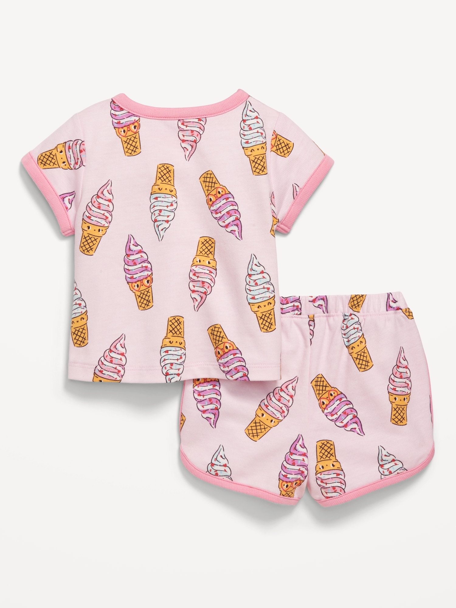 Printed French-Terry Ringer T-Shirt and Shorts Set for Baby