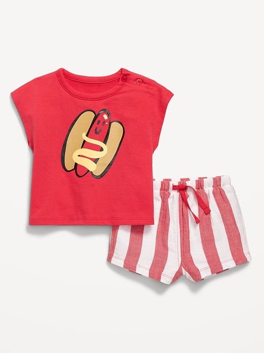 Image number 1 showing, Ringer Graphic T-Shirt and Shorts Set for Baby