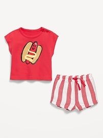 Image number 2 showing, Ringer Graphic T-Shirt and Shorts Set for Baby
