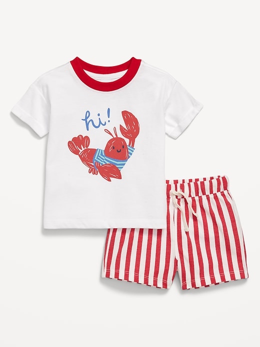 Image number 1 showing, Short-Sleeve Graphic T-Shirt and Shorts Set for Baby