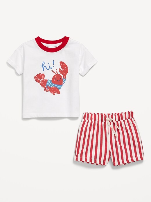Image number 2 showing, Short-Sleeve Graphic T-Shirt and Shorts Set for Baby