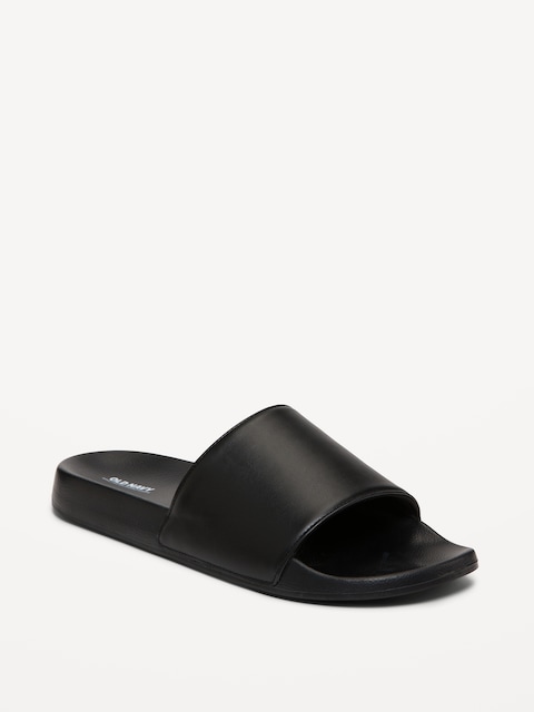 Faux-Leather Slide Sandals for Men (Partially Plant-Based) - Black Jack