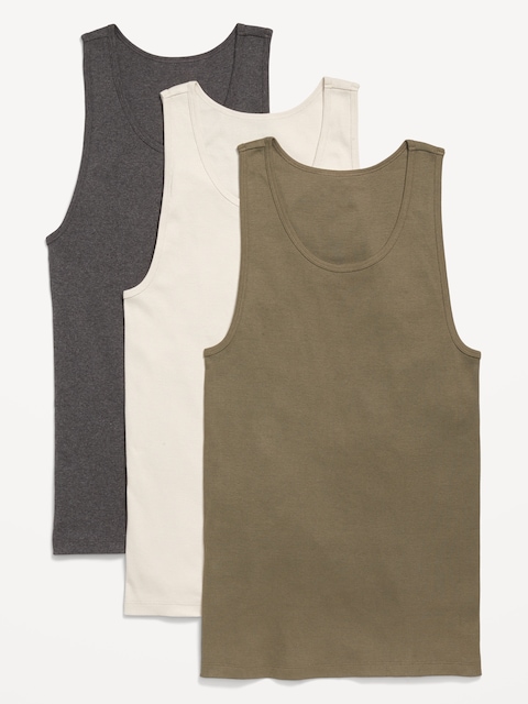Go-Dry Rib-Knit Tank Tops 3-Pack - Neutral