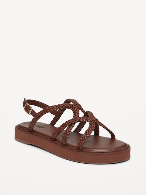 Braided Strap Platform Sandals for Women - Chocolate