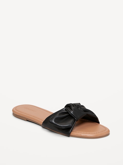 Knotted Slide Sandals for Women - Black Jack
