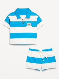 Image number 2 showing, Printed Polo Shirt and Shorts Set for Baby