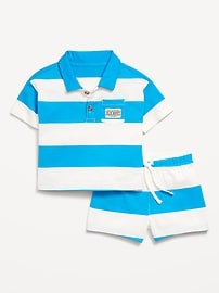 Image number 1 showing, Printed Polo Shirt and Shorts Set for Baby
