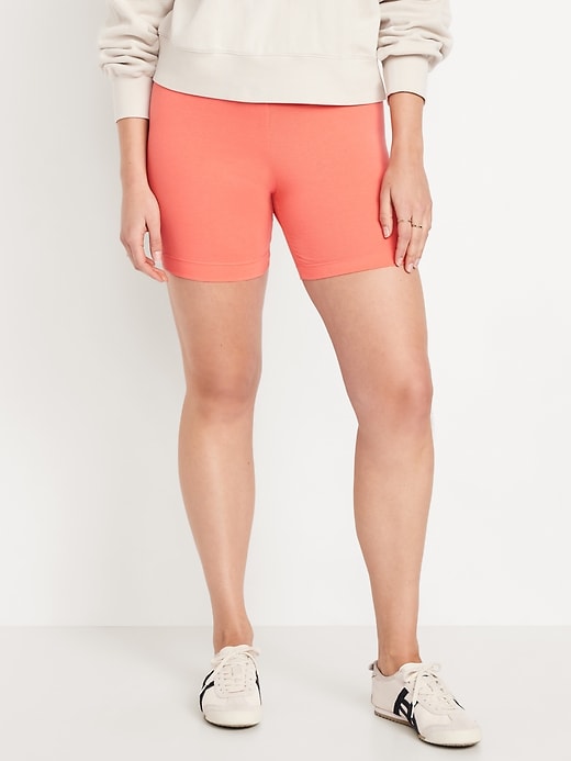 Image number 4 showing, High-Waisted Jersey Biker Shorts -- 6-inch inseam