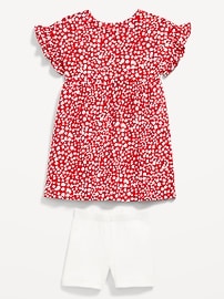 Image number 2 showing, Printed Flutter-Sleeve Dress and Biker Shorts Set for Toddler Girls