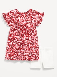 Image number 1 showing, Printed Flutter-Sleeve Dress and Biker Shorts Set for Toddler Girls