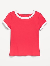 Image number 1 showing, Fitted Short-Sleeve Ribbed T-Shirt for Girls