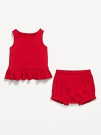 Image number 2 showing, Sleeveless Ribbed Ruffle-Trim Top and Shorts Set for Baby