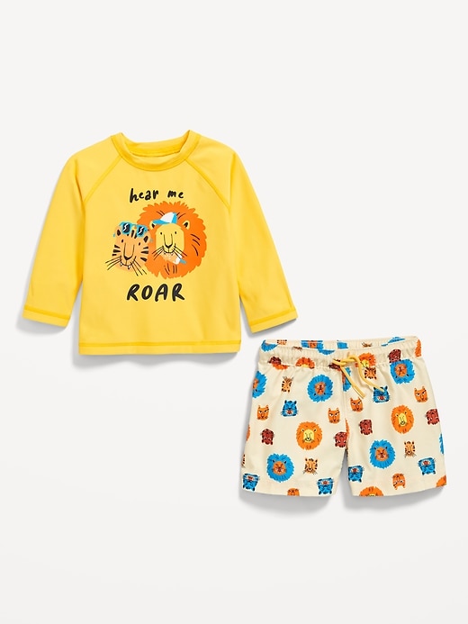 Image number 2 showing, Long-Sleeve Rashguard Swim Top and Shorts Set for Baby