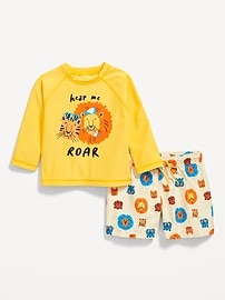 Image number 1 showing, Long-Sleeve Rashguard Swim Top and Shorts Set for Baby