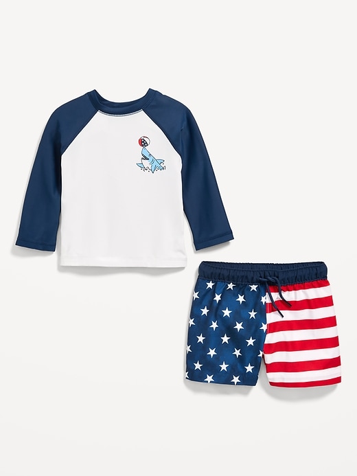 Image number 2 showing, Long-Sleeve Rashguard Swim Top and Shorts Set for Baby