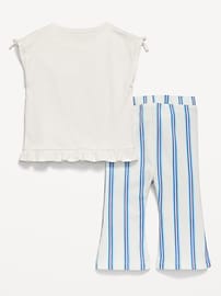 Image number 2 showing, Printed Ruffle-Trim Top and Ribbed Flare Leggings Set for Baby