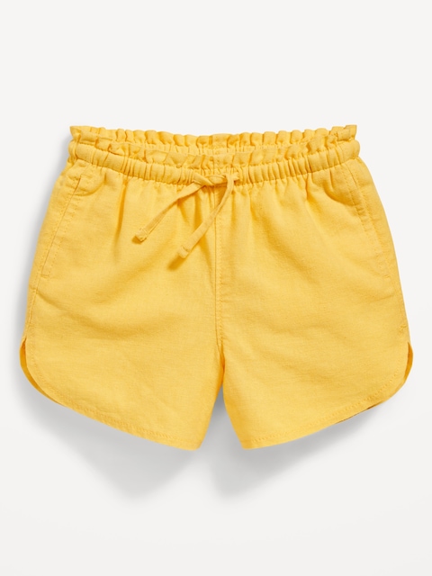 Dolphin-Hem Linen-Blend Shorts for Toddler Girls - Taxi Cab