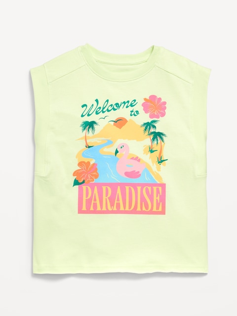 Sleeveless Muscle Graphic T-Shirt for Girls