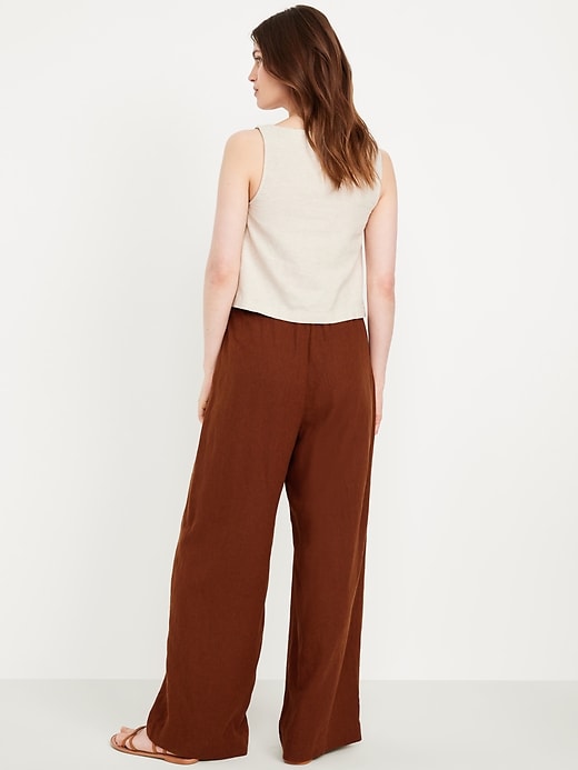 Image number 3 showing, High-Waisted Linen-Blend Super Wide-Leg Pants