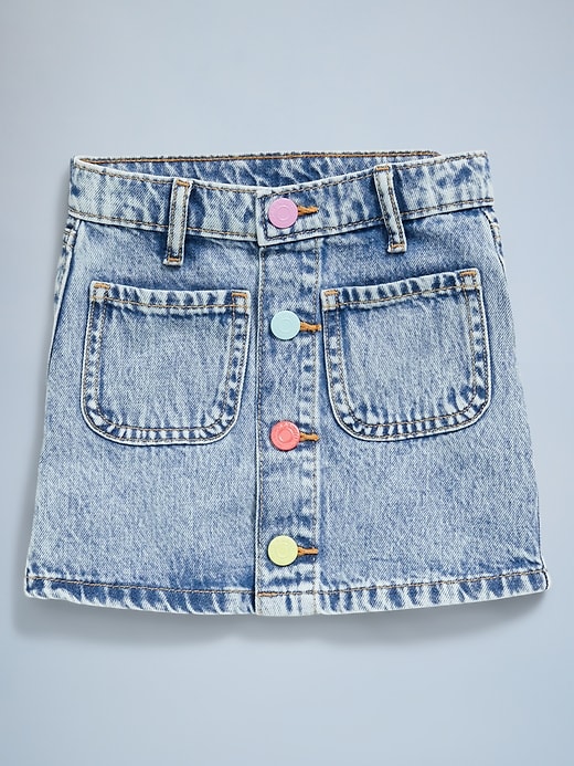 Image number 3 showing, High-Waisted Button-Front Jean Skirt for Toddler Girls