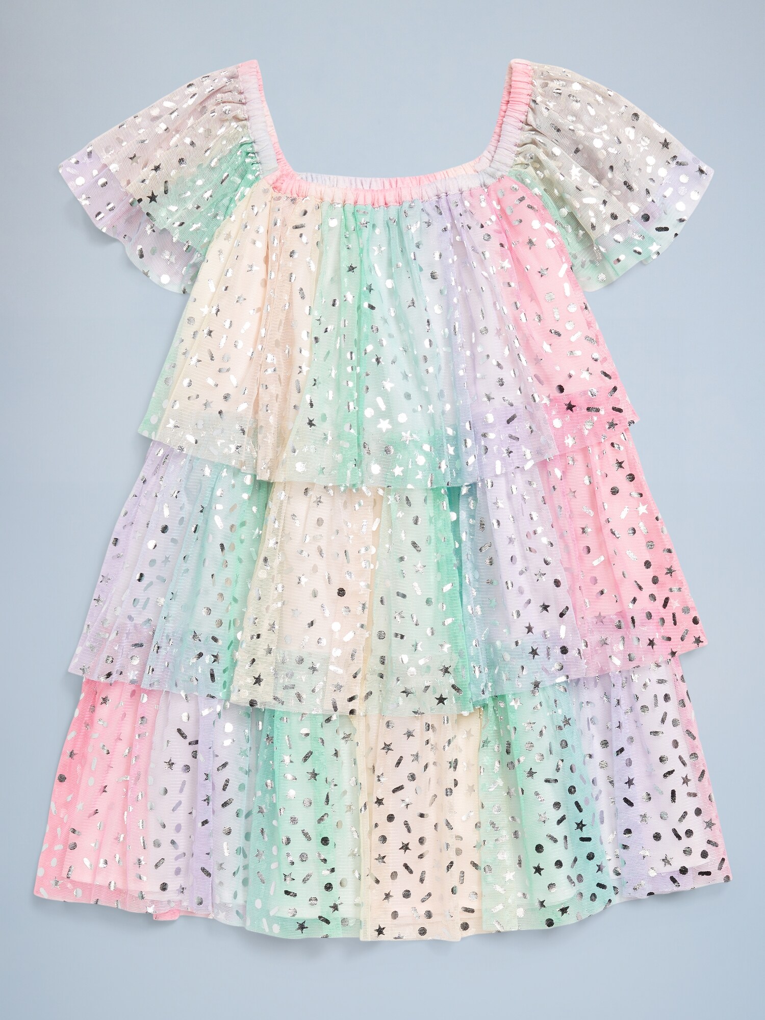 Платье Old Navy Birthday Short-Sleeve Tulle Tiered Dress для девочек-малышей, цвет: Градиентный — фото 2
