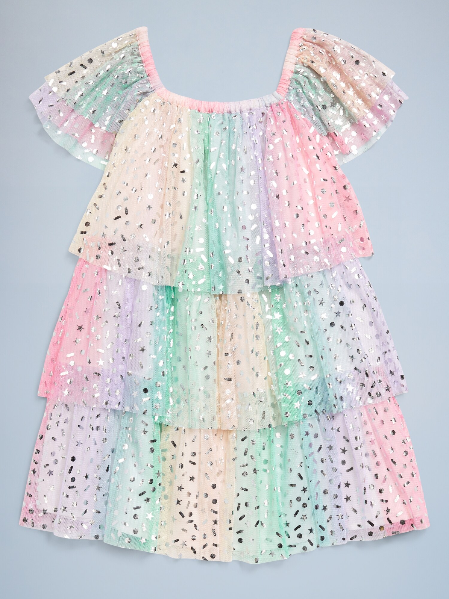 Платье Old Navy Birthday Short-Sleeve Tulle Tiered Dress для девочек-малышей, цвет: Градиентный — фото 3