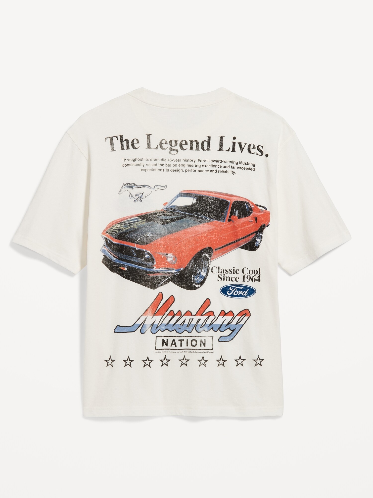 Ford Mustang "The Legend Lives" Men's Long Sleeve Novelty T-Shirt - Muscle Car Performance Graphic Tee