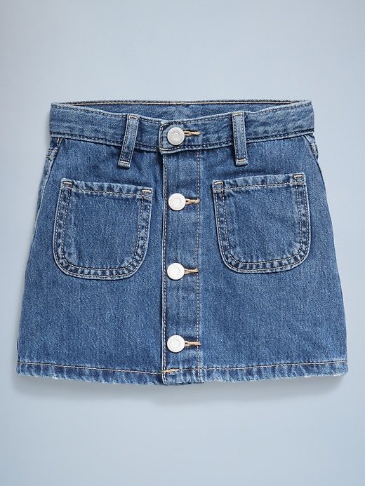 Image number 3 showing, High-Waisted Button-Front Jean Skirt for Toddler Girls