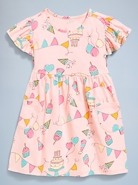 Image number 2 showing, Birthday Flutter-Sleeve Fit and Flare Dress for Toddler Girls