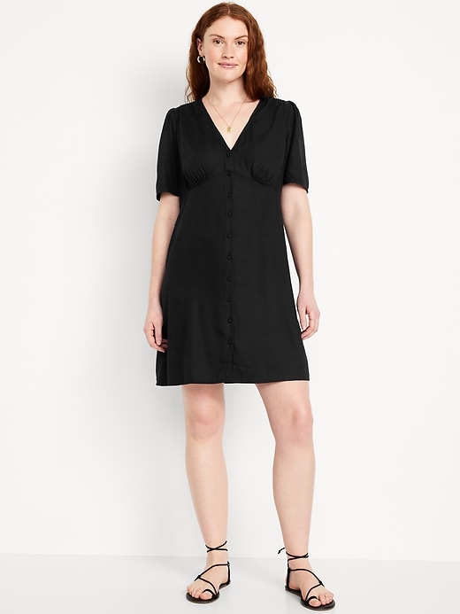 Image number 4 showing, Button-Down Crepe Mini Dress