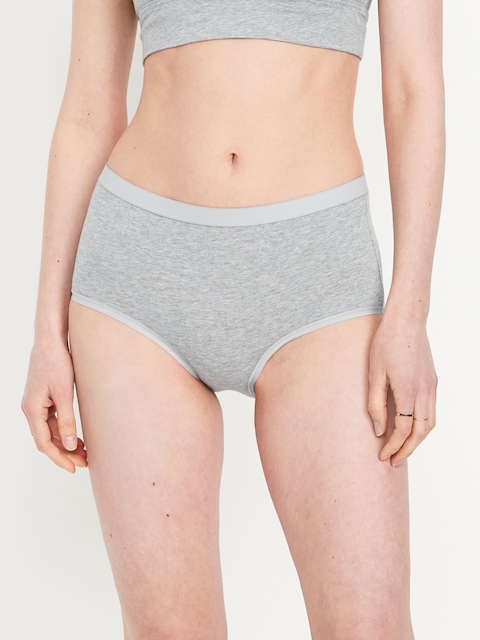 High-Waisted Everyday Brief Cotton Underwear - Heather Gray