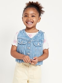 Image number 1 showing, Cropped Jean Vest for Toddler Girls