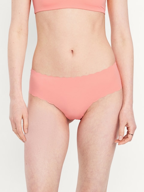 Low-Rise No-Show Scalloped Hipster Underwear - Melon Shock Neon