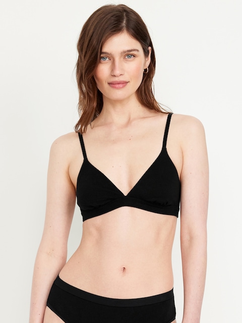 Everyday Cotton Triangle Bralette - Black Jack