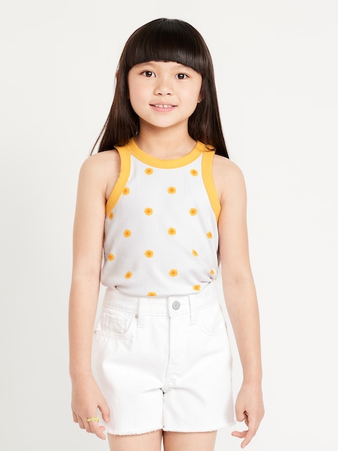 Fitted Ribbed Tank Top for Girls - Taxi Cab