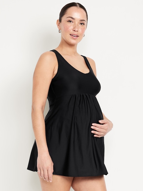 Maternity Halter Swim Dress - Black Jack