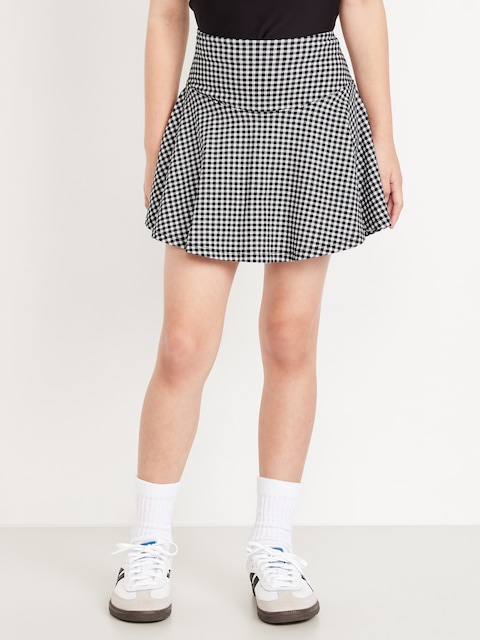 High-Waisted Skort for Girls - Gingham